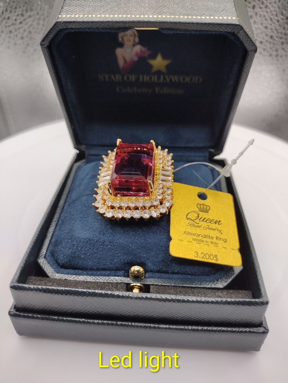 Exquisite statement cocktail ring lab alexandrite 18k gold vermeil size 8